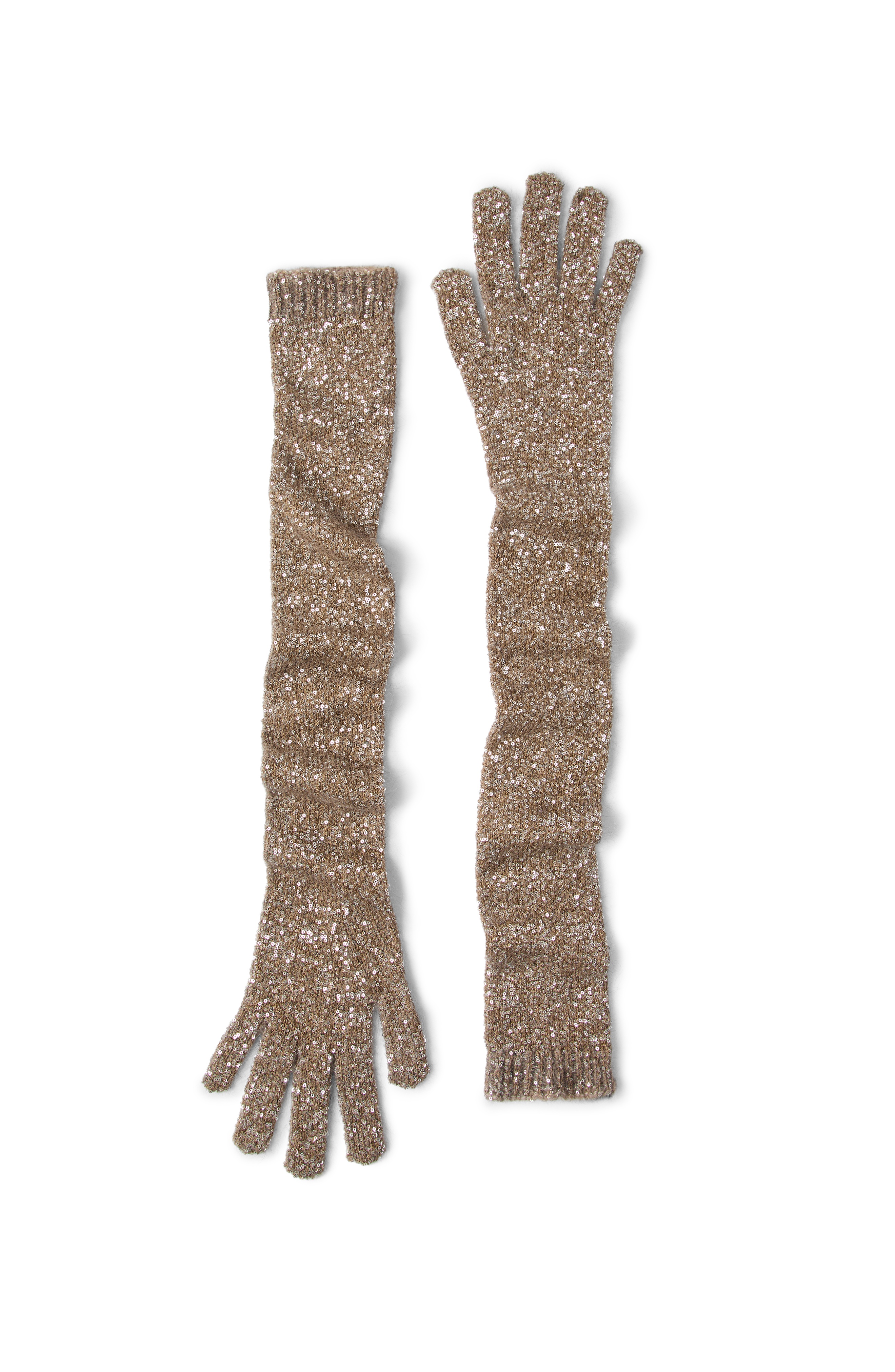 Brunello Cucinelli Dazzling knit gloves in Beige at Nordstrom - 1