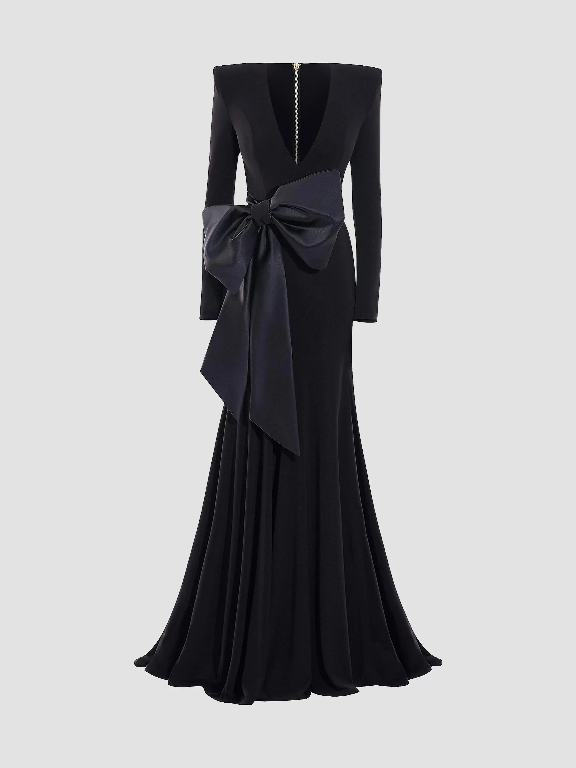 Women's Portrait Of A Siren Bow Jersey Gown - Black - 1