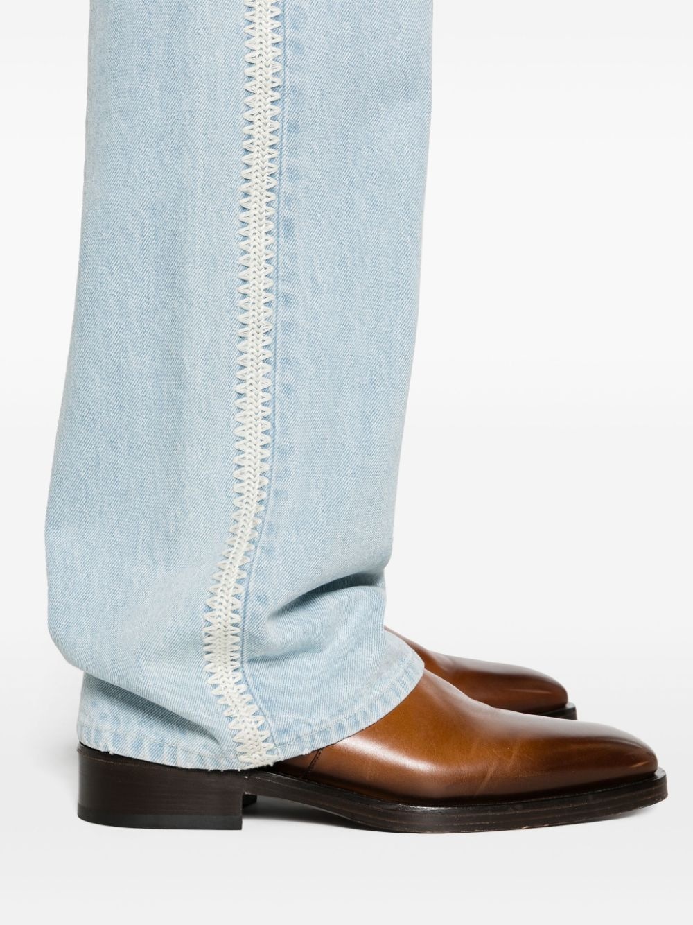 crochet-detailed straight-leg jeans - 5