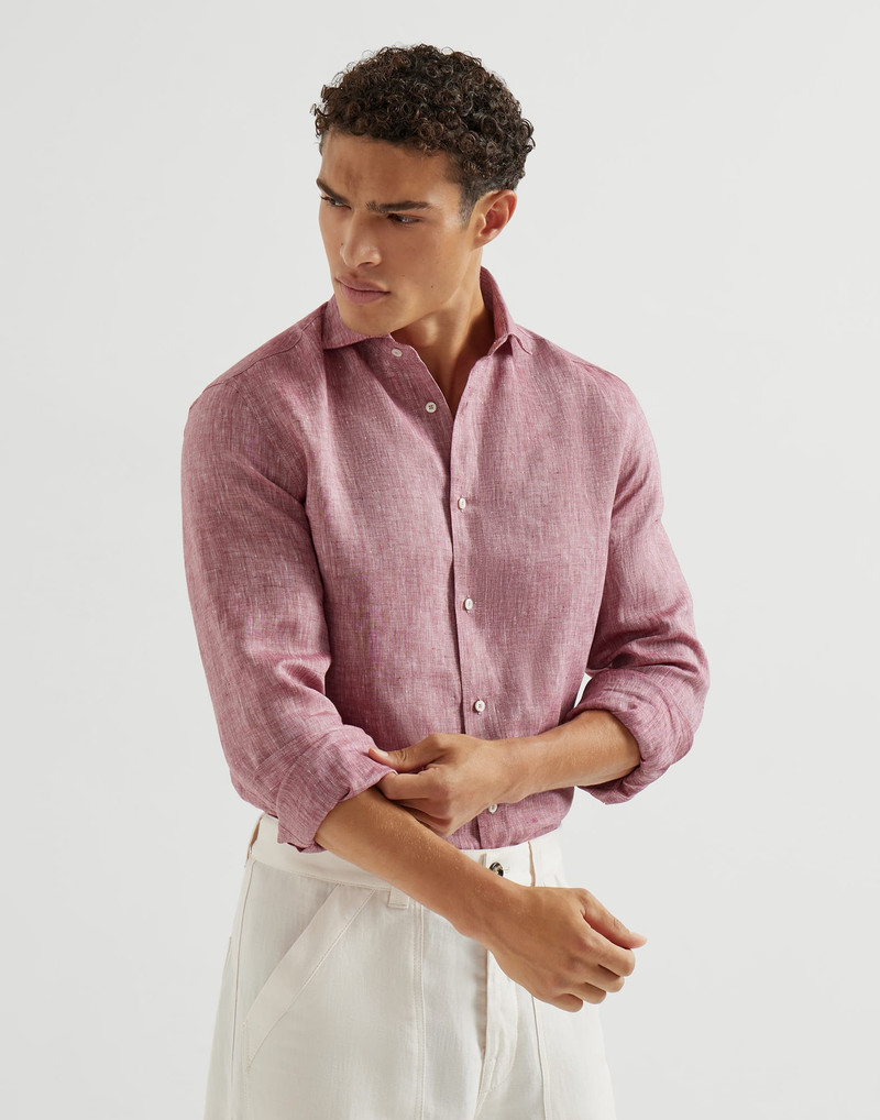 Linen easy fit shirt with spread collar 2