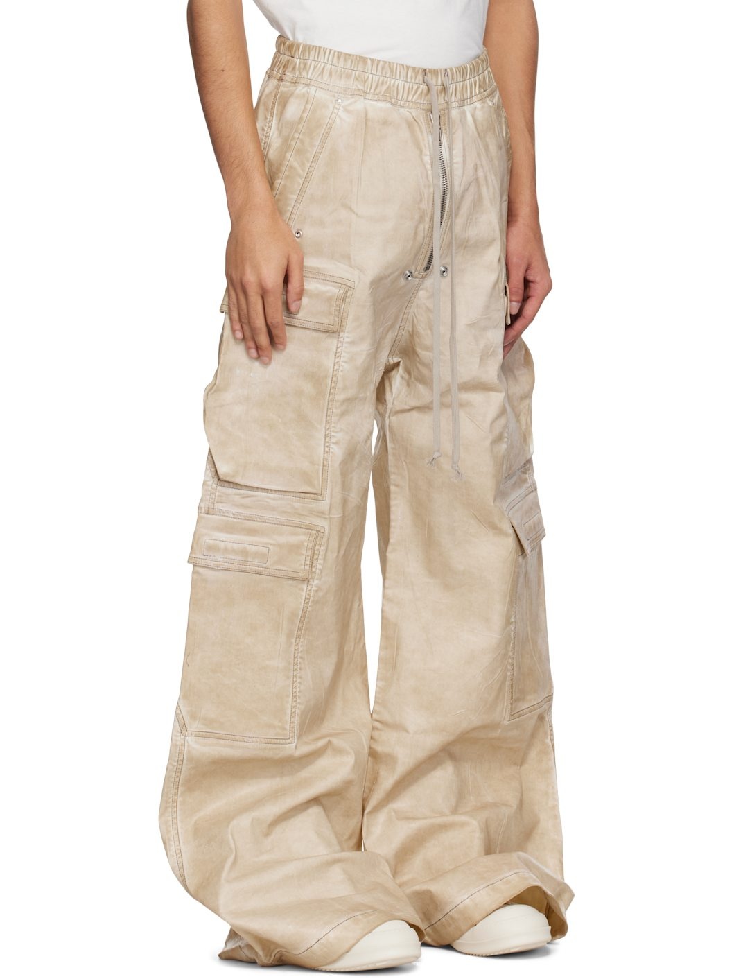 Beige Hollywood Double Cargo Jumbo Belas Denim Pants - 2