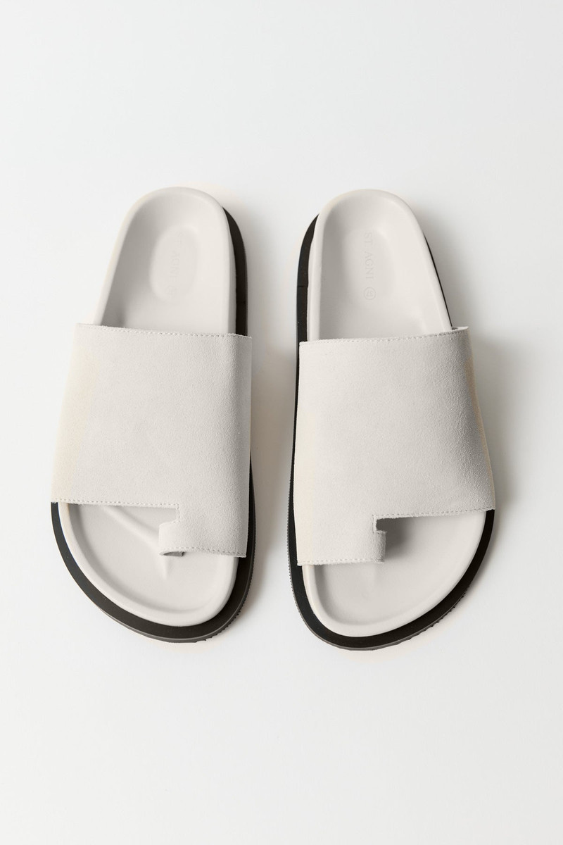 Loe Suede Slide - Cool White 1