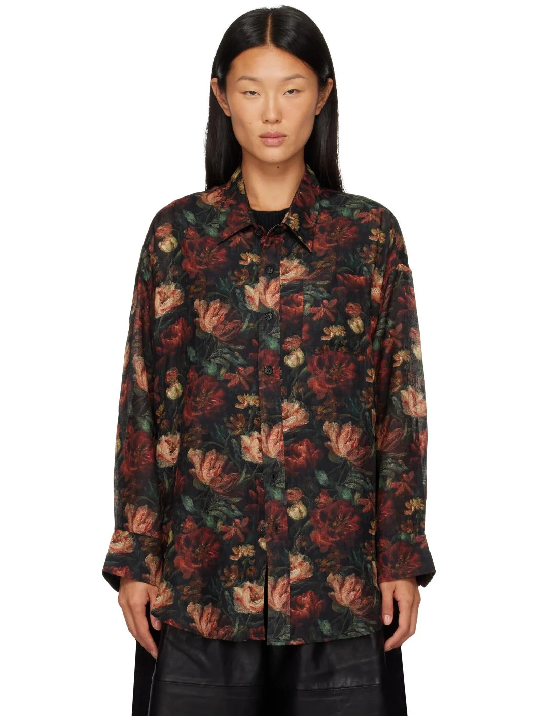 Red & Black Drop Neck Shirt - 1