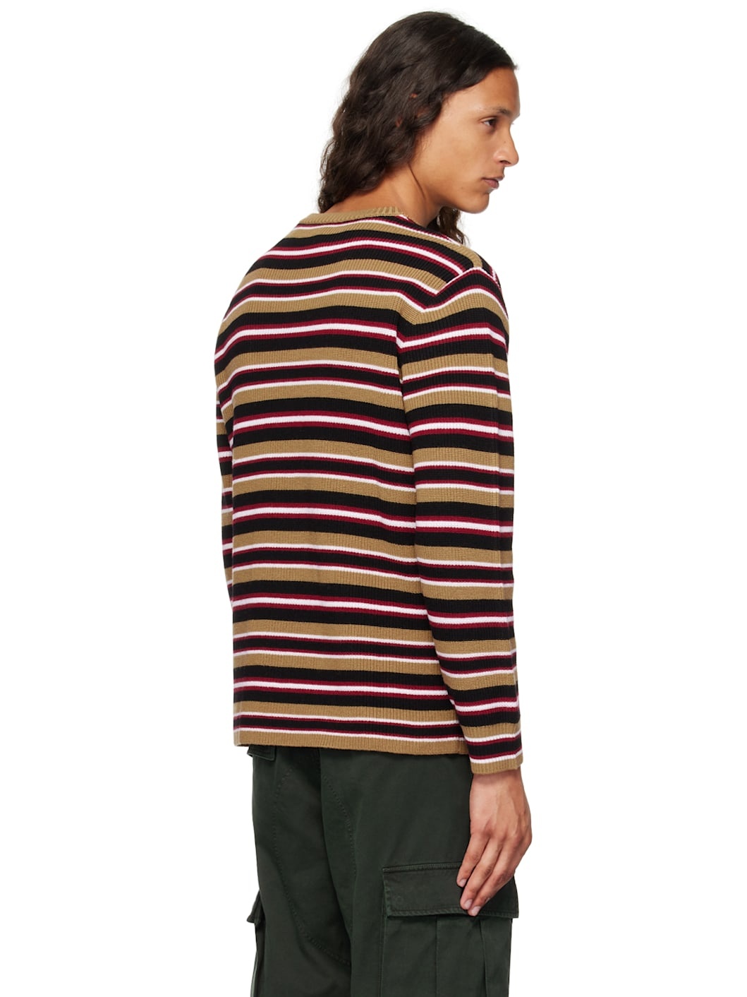 Brown Virgin Wool Striped Sweater - 3