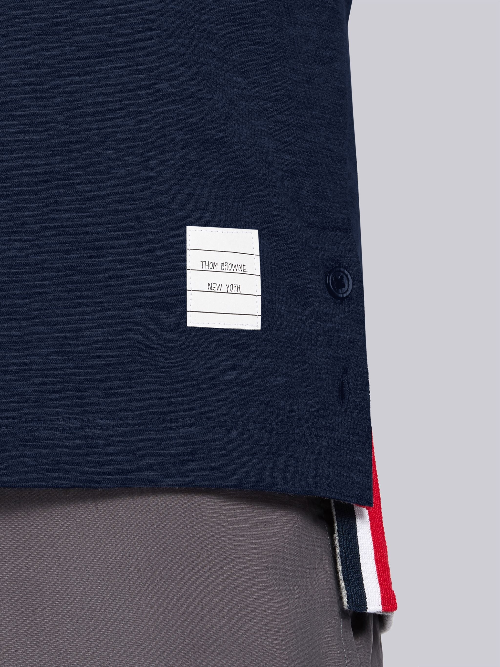 Navy Cotton Contrast Trim Tee - 6