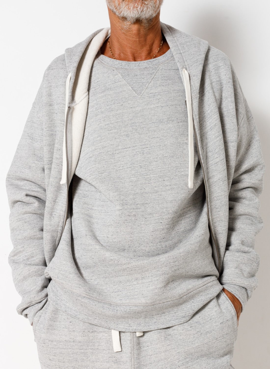 Embroidered Arrow Zip Hoodie in Grey Marl - 3