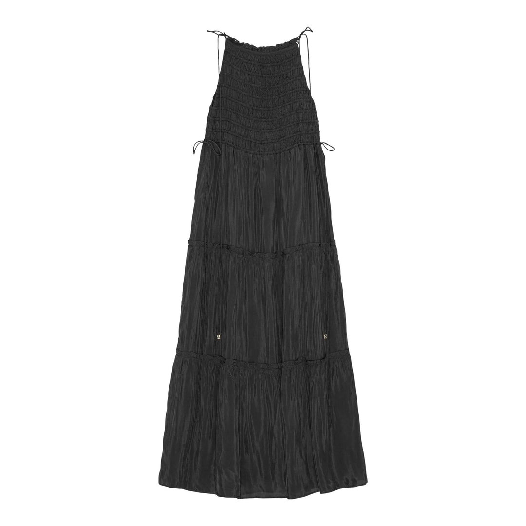 Viscose Habotai Maxi Smock Tie Dress - 2