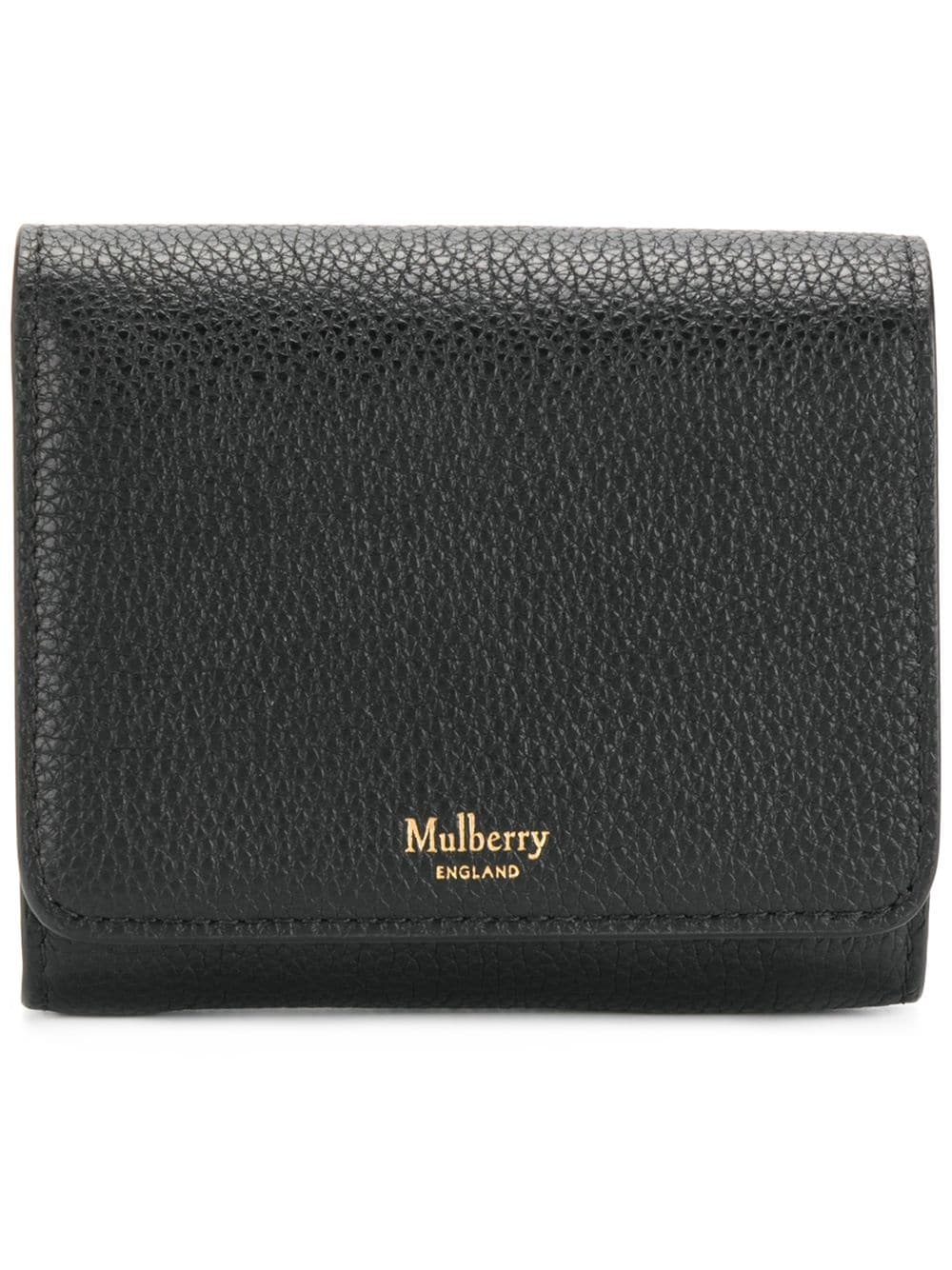 grained leather small continental wallet - 1