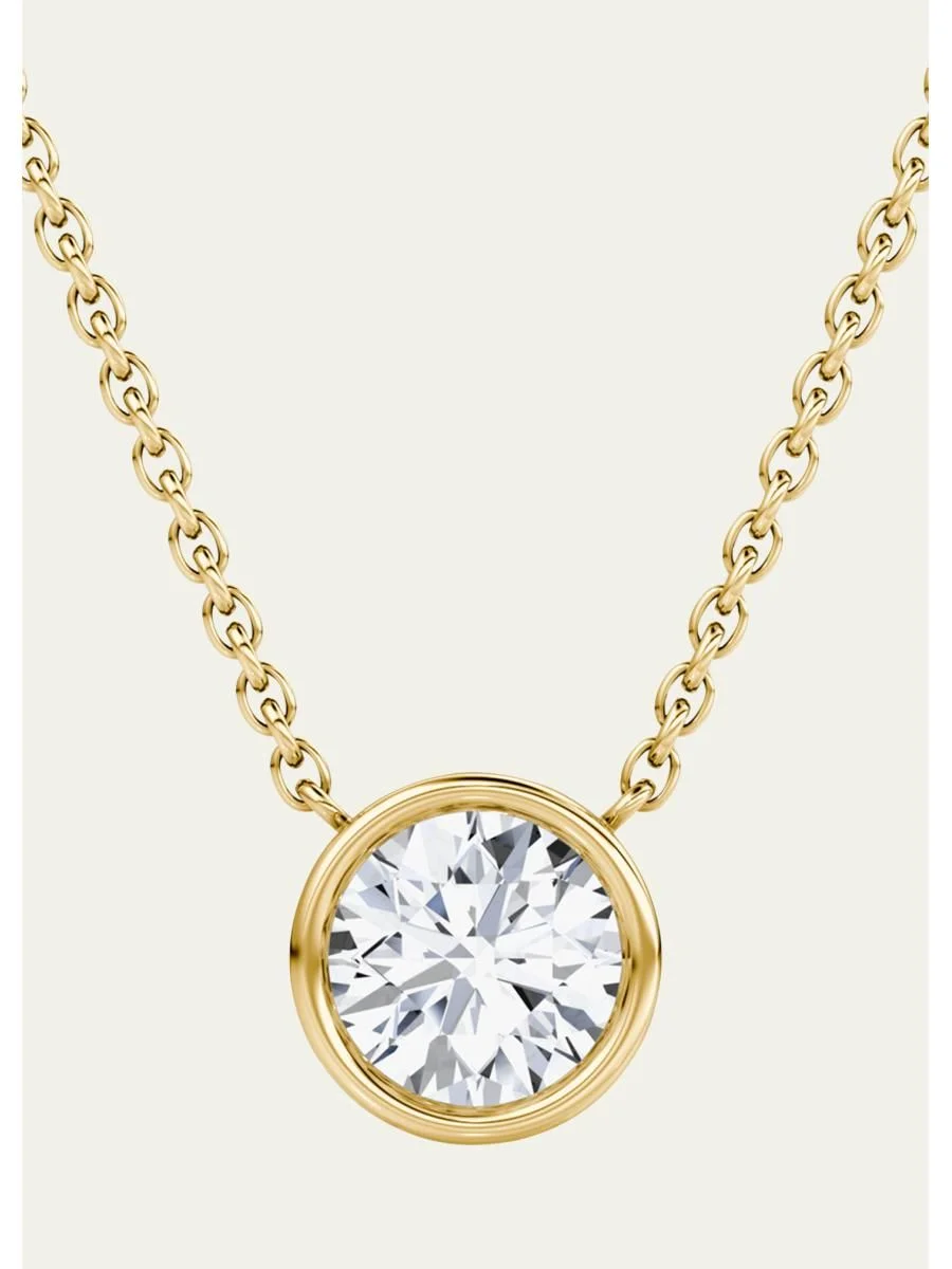 Round Bezel-Cut Lab Grown Diamond Solitaire Necklace, 0.75tcw - 1