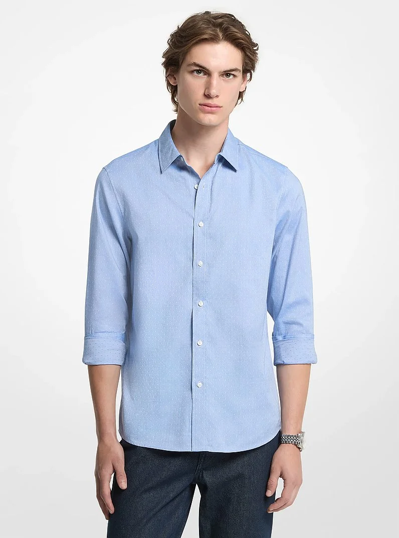 Classic-Fit Printed Cotton Blend Dobby Shirt - 1