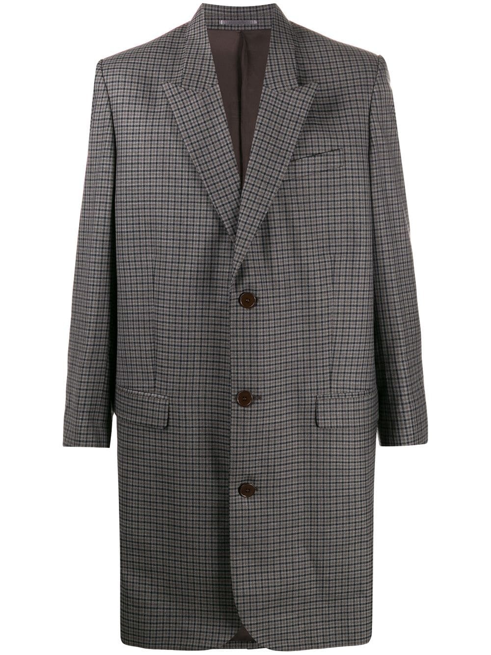 single-breasted check coat - 1