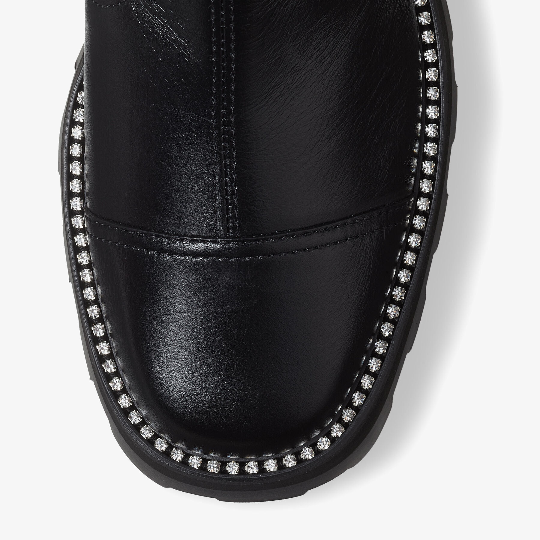 JIMMY CHOO Clayton Flat Black Vintage Leather Ankle Boots with Crystal  Embellishment | REVERSIBLE