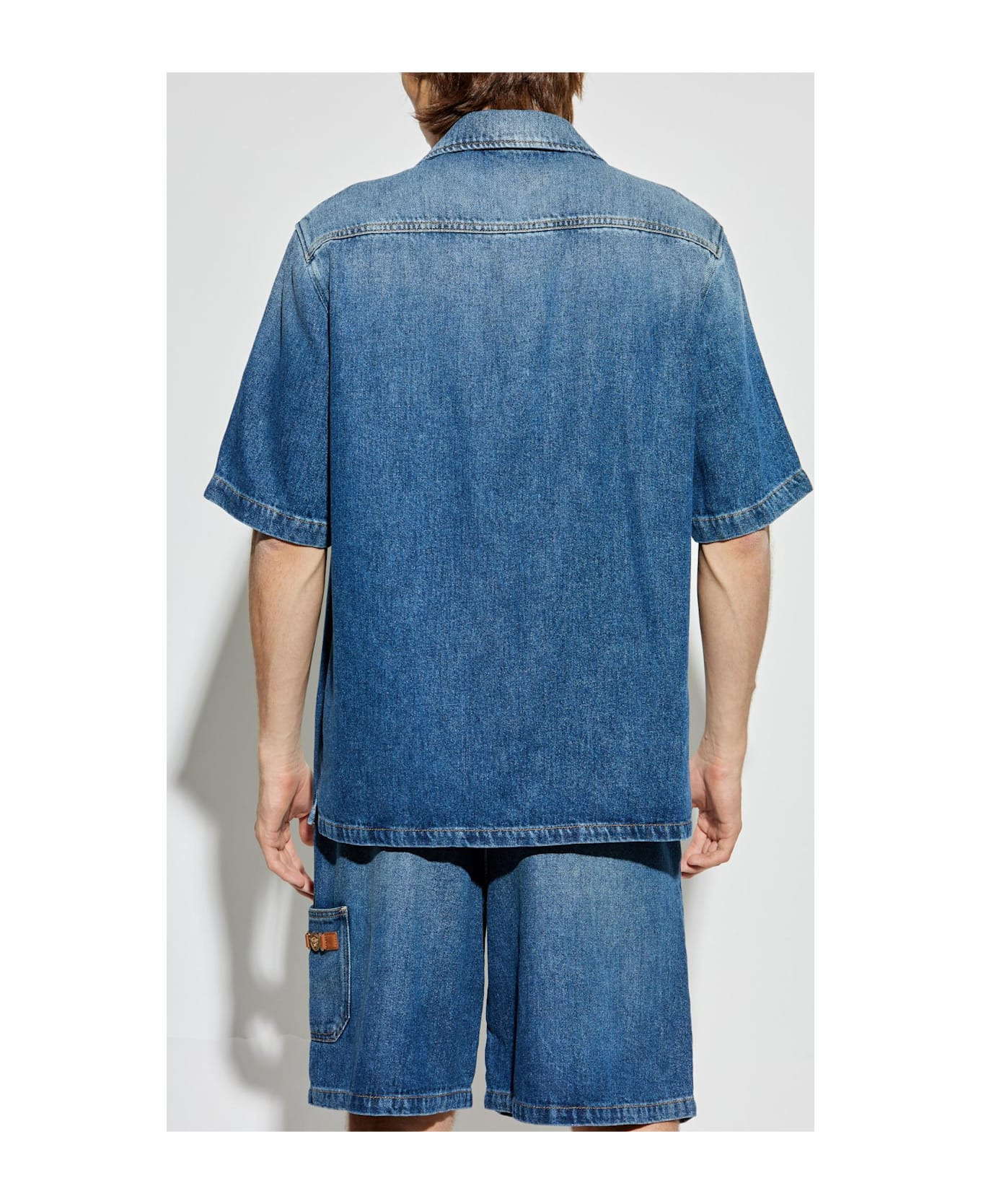 Versace Denim Shirt With Short Sleeves - 4