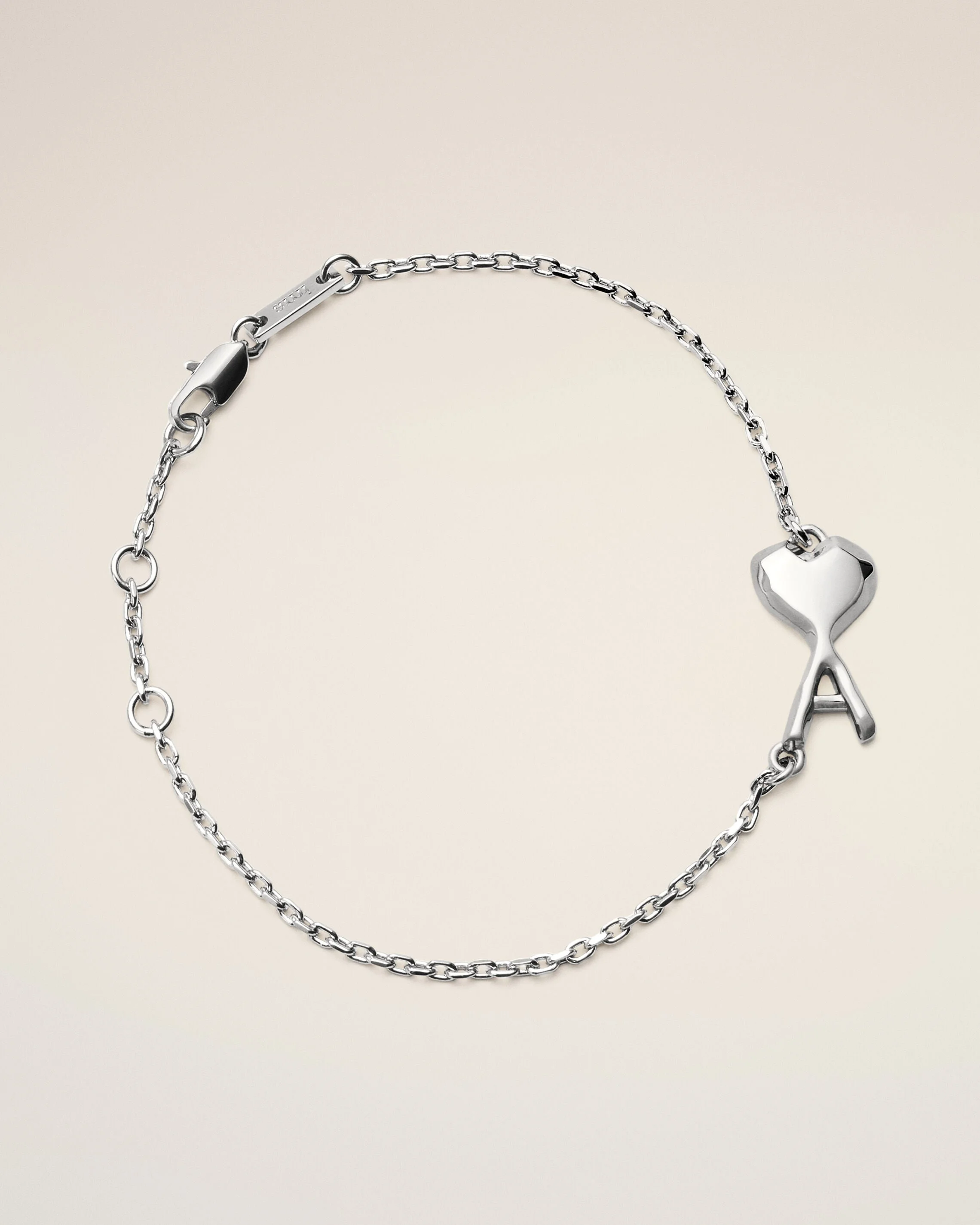 SILVER BRASS BRACELET WITH HAMMERED AMI DE COEUR - 1