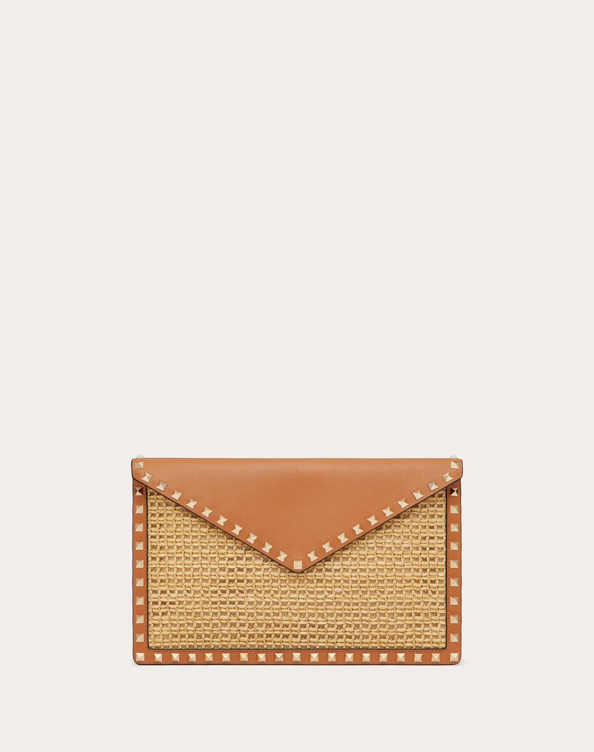 ROCKSTUD RAFFIA CLUTCH BAG - 1