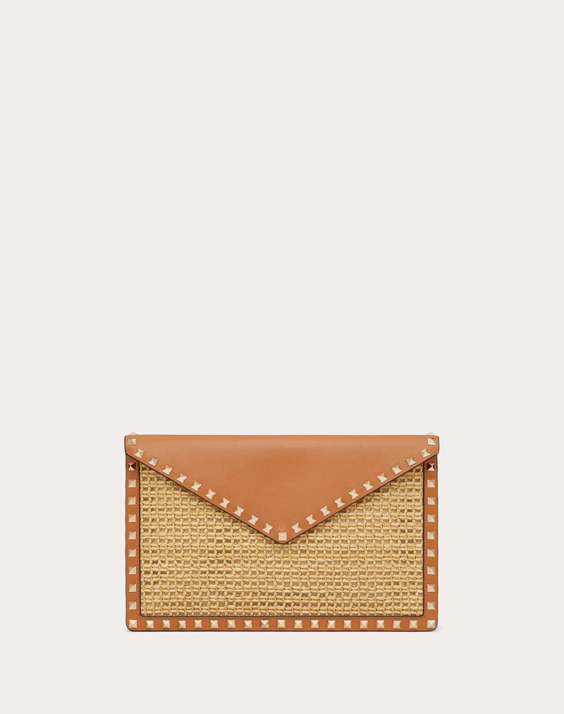 ROCKSTUD RAFFIA CLUTCH BAG - 1