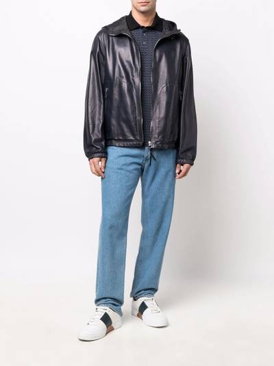 Salvatore Ferragamo hooded leather jacket outlook