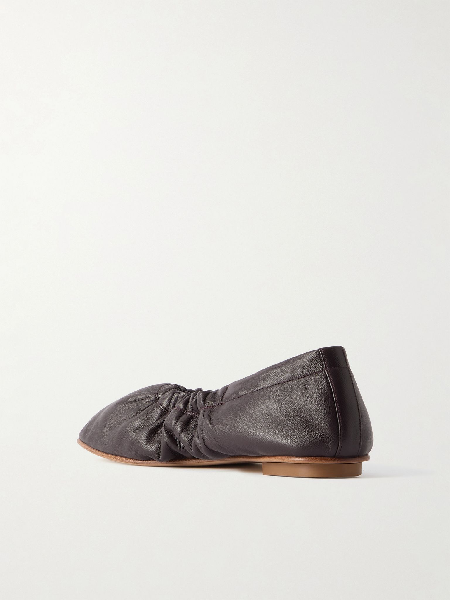 Mica gathered leather ballet flats Plum - 3