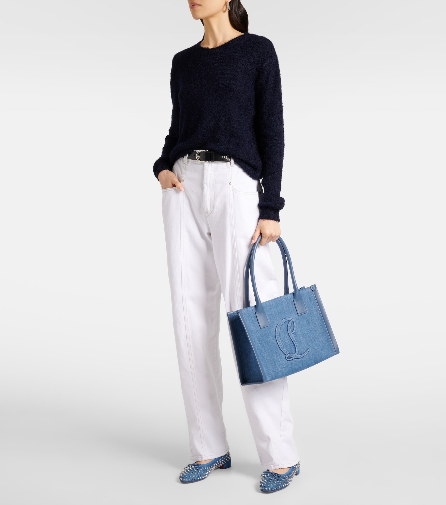 By My Side E/W Large denim tote bag - 5