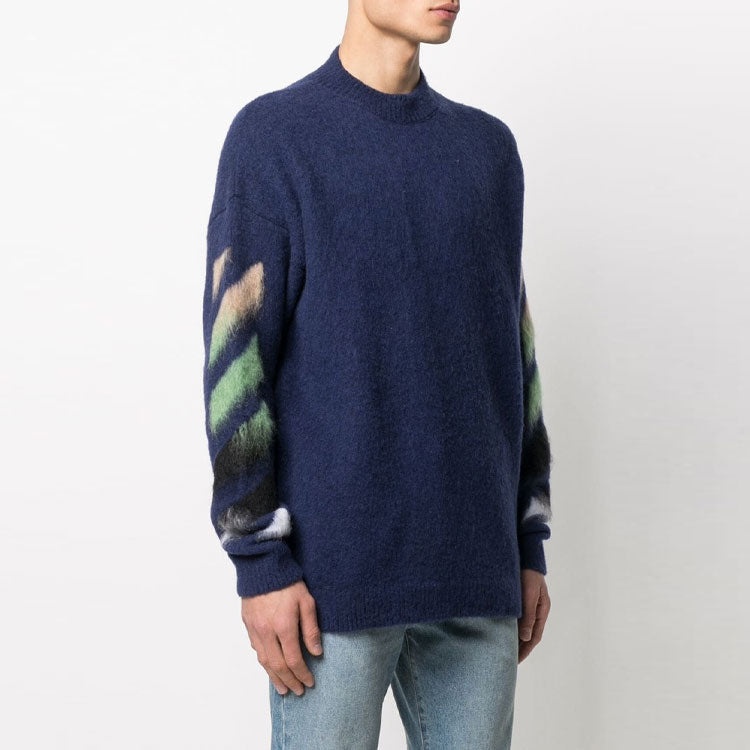 Men's Off-White SS21 Stripe Pattern Intarsia Knit Blue OMHA036R21KNI0014984 - 3
