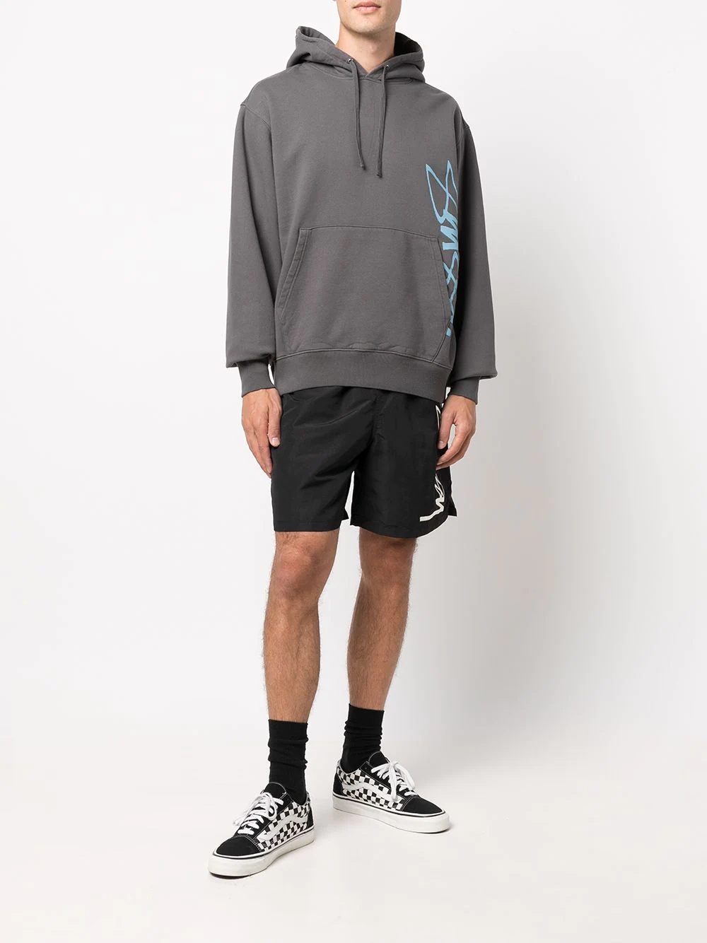 side logo print hoodie - 2