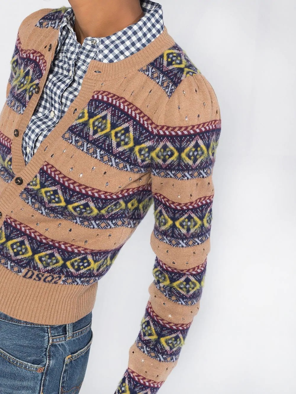 fair isle-style knitted cardigan - 5