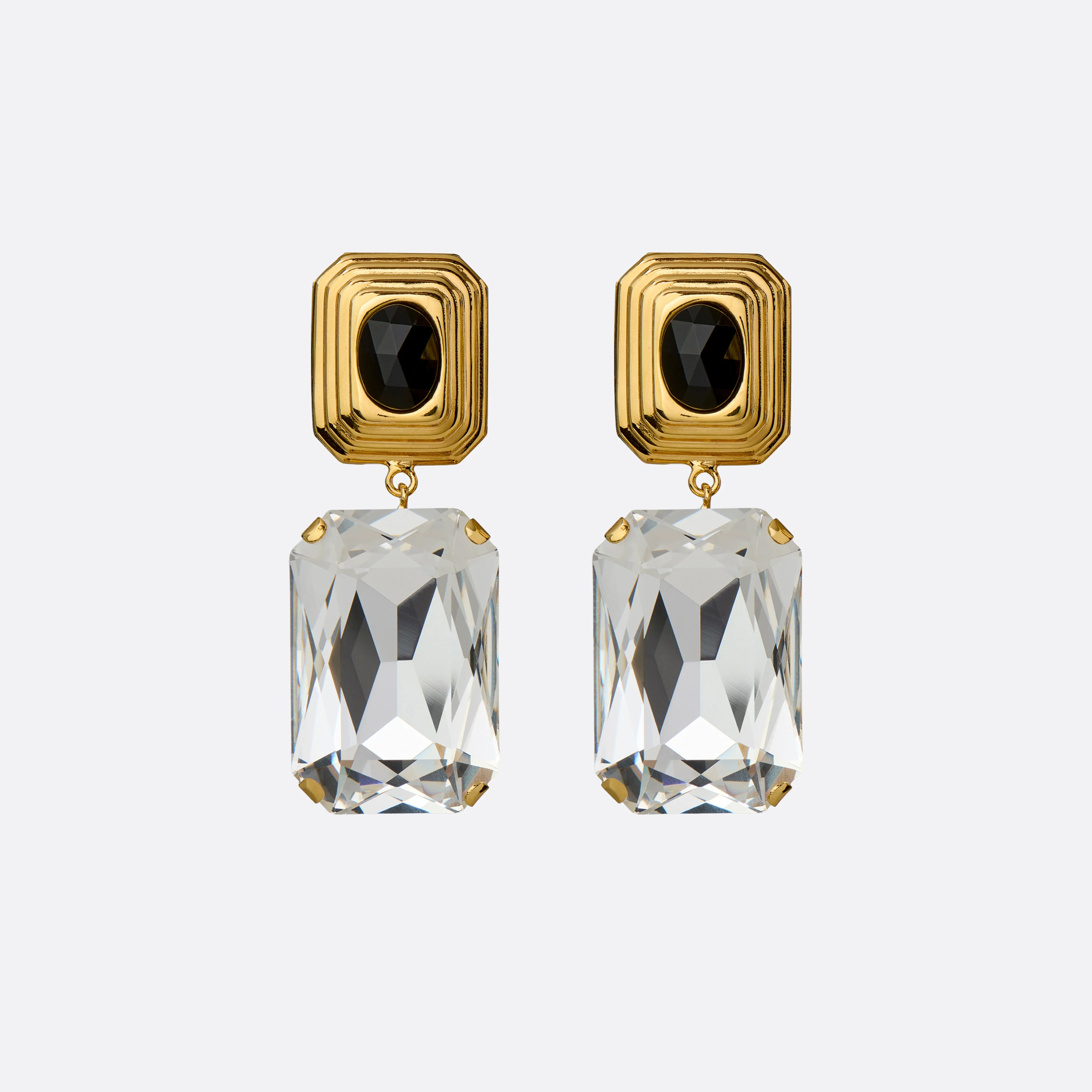 GOLD EARRINGS WITH CRYSTAL PENDANT - 1