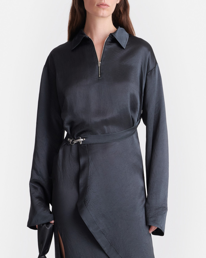 Nanushka Draped Crinkled Satin Midi Dress outlook