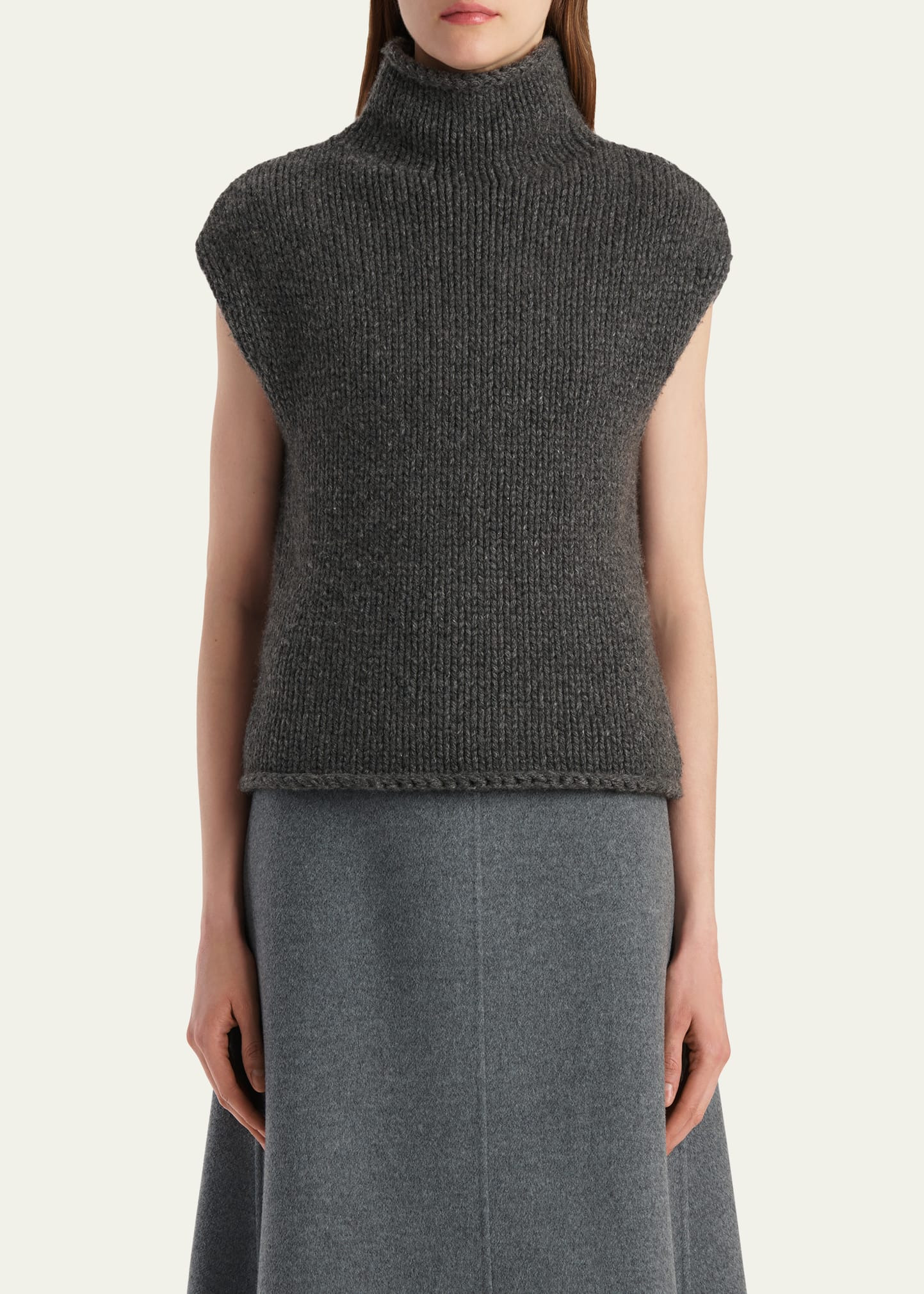 Sly Cap-Sleeve Turtleneck Cashmere Top - 4