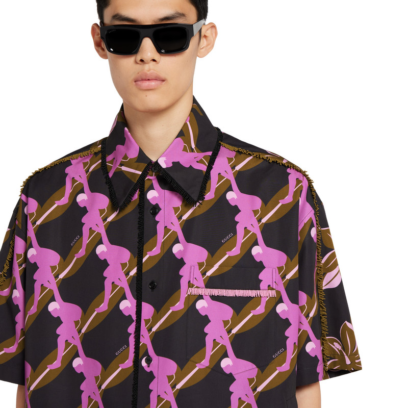 Printed oversize cotton poplin shirt 5