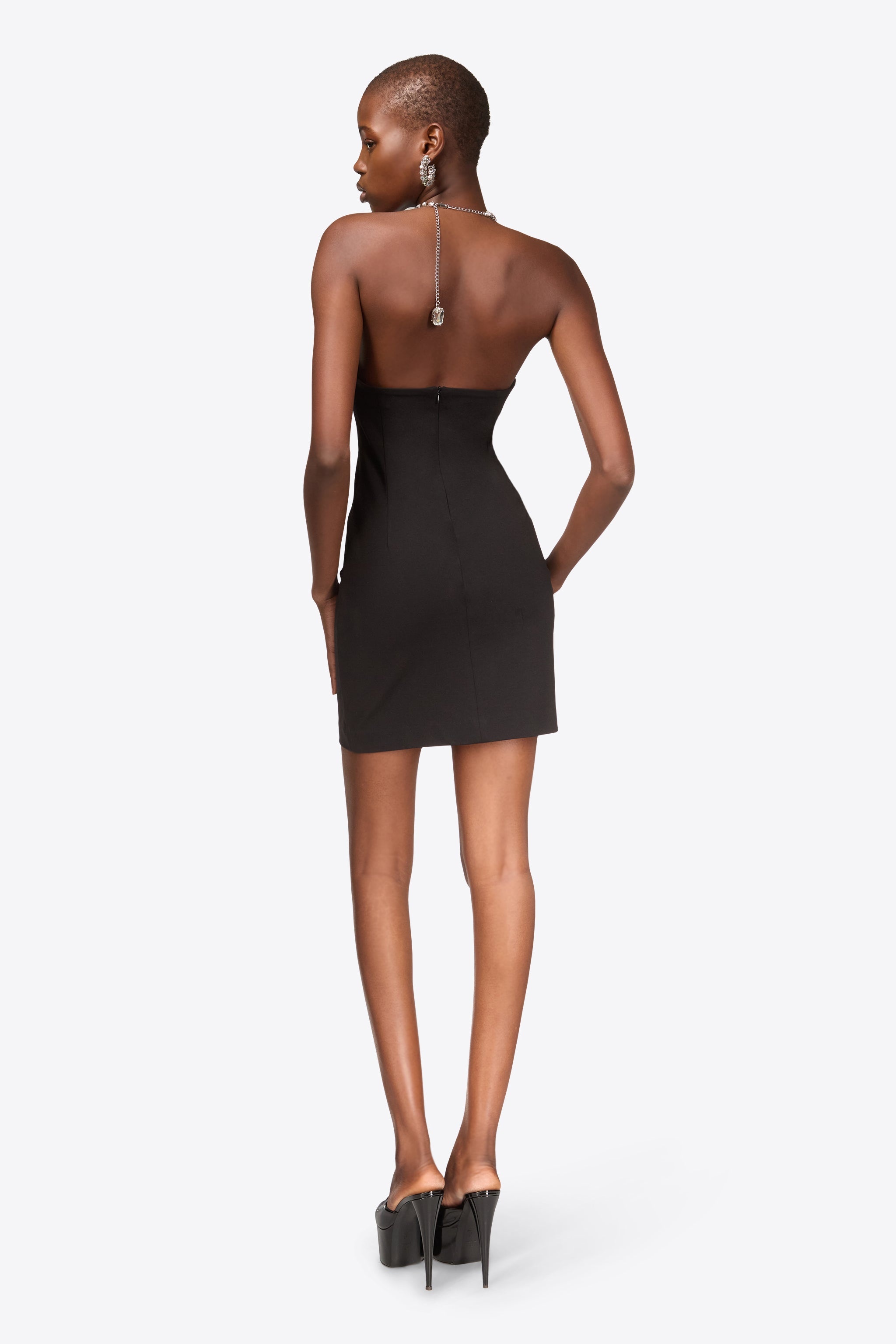CRYSTAL HALTER MINI DRESS - 5