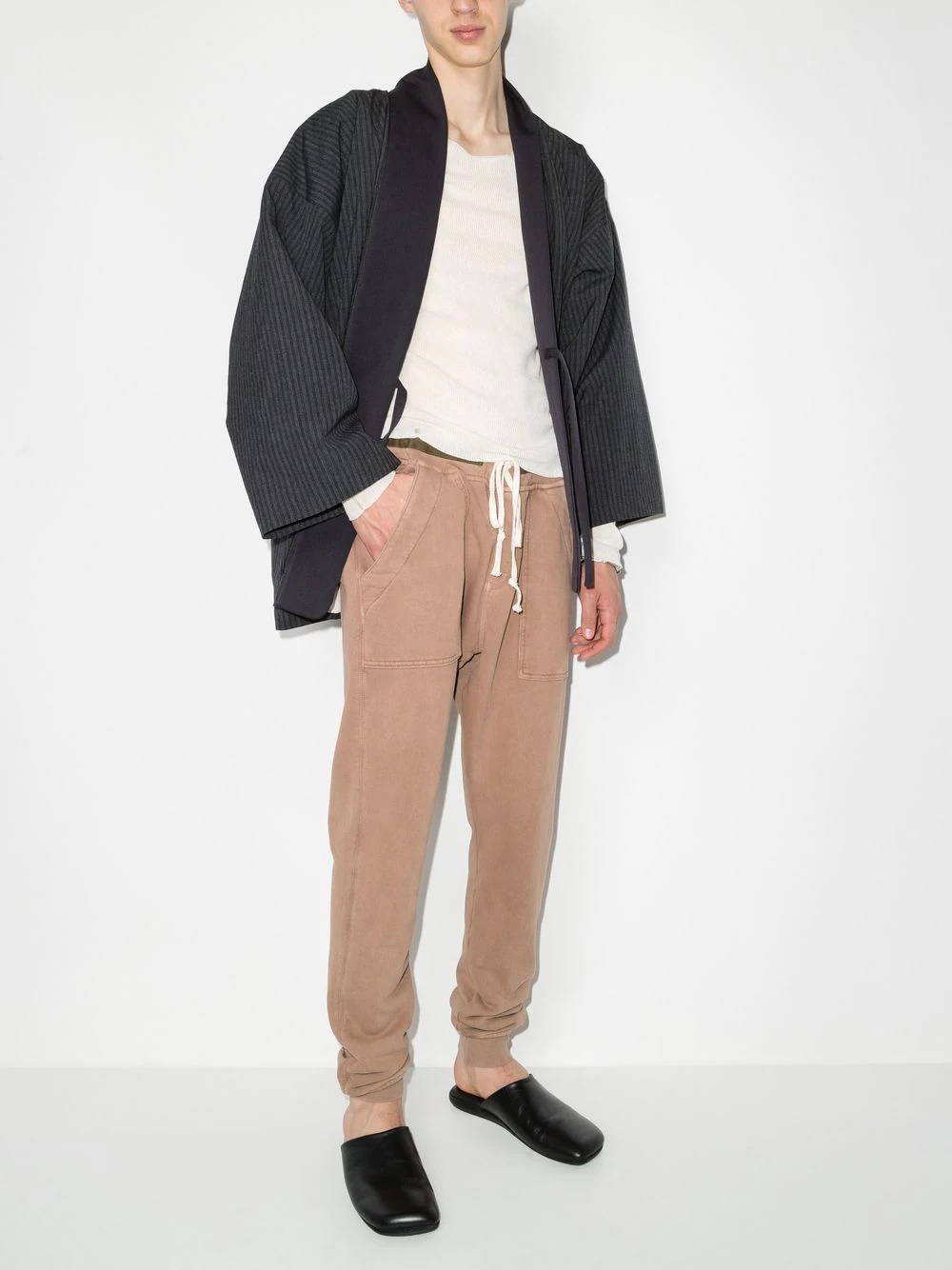 drawstring cotton track pants - 4