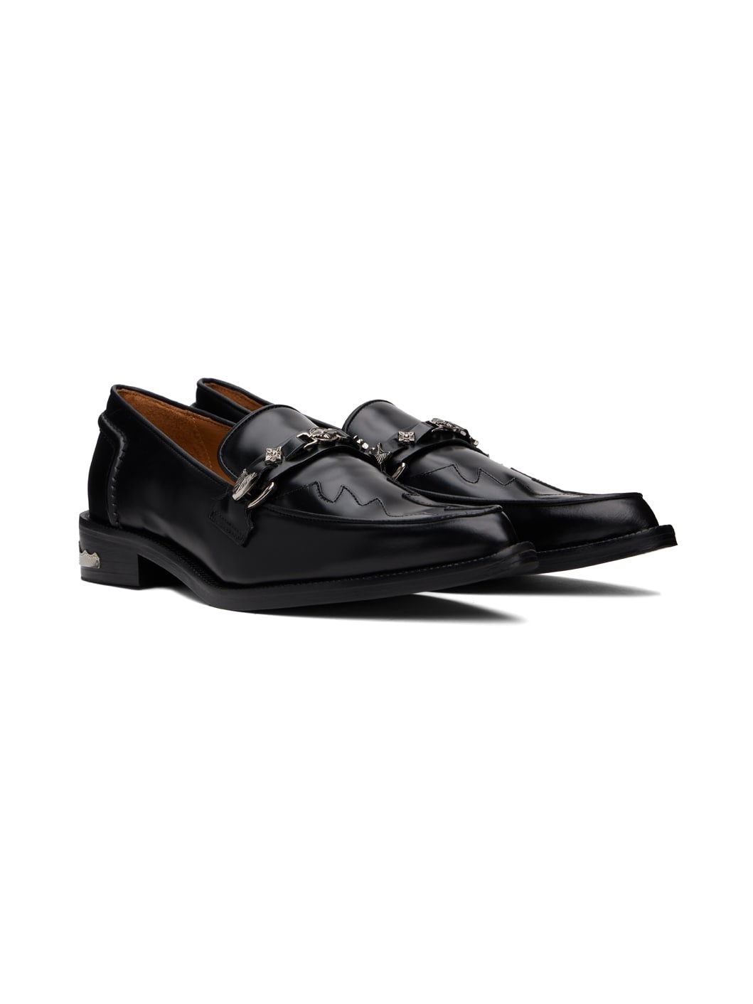 Black Heel Detail Loafers - 4