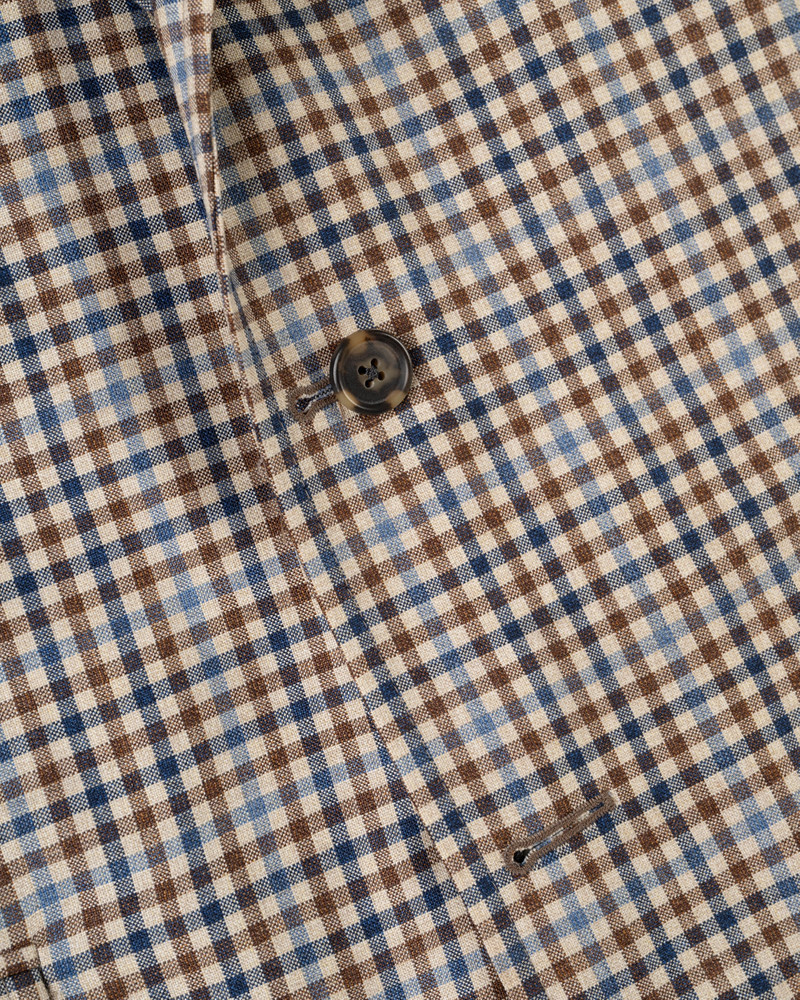 J. PRESS MADE-IN-CANADA TAN & BROWN SHEPHERD'S CHECK WOOL SPORT COAT outlook