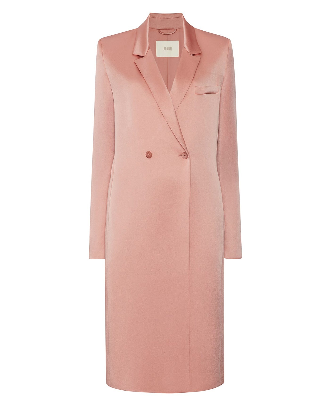 Satin Double Breasted Coat - 1