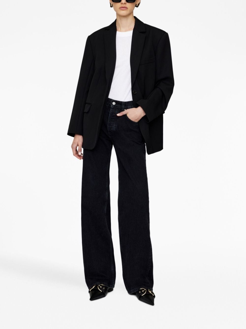 logo-patch wide-leg jeans - 2