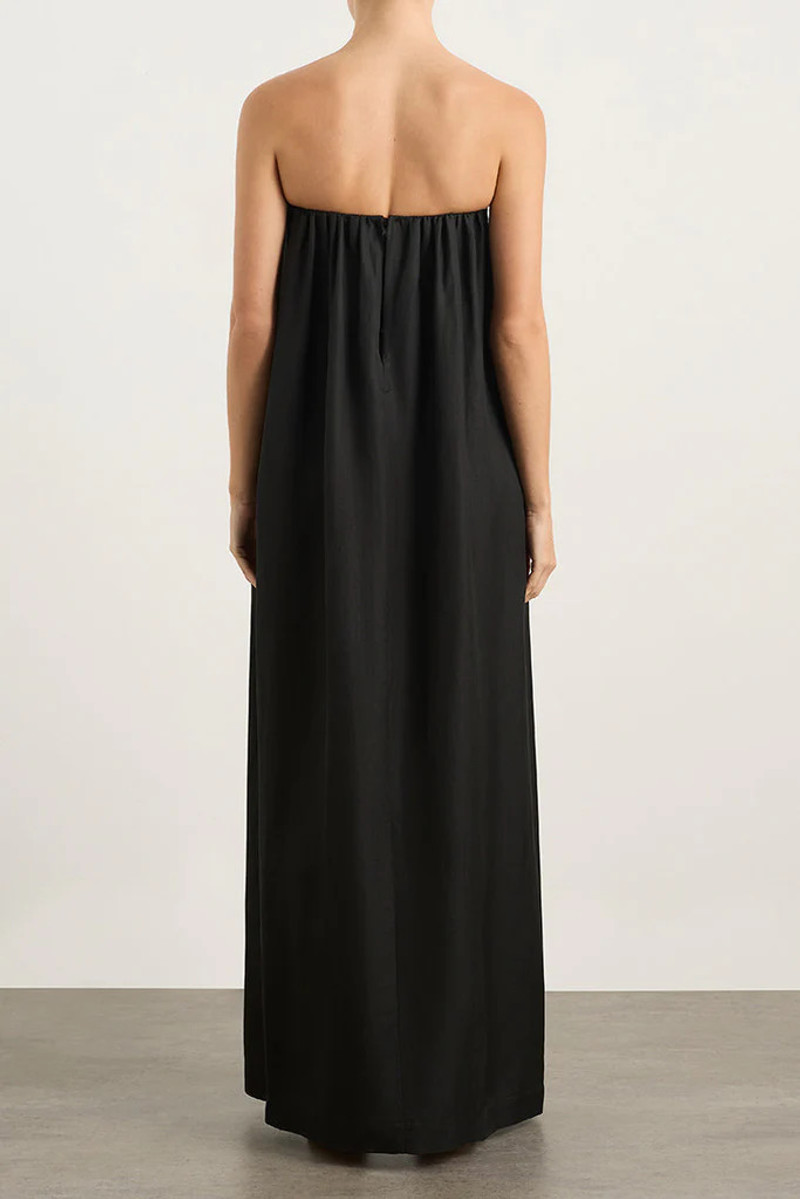 BORMIO LINEN BLEND STRAPLESS MAXI DRESS 3