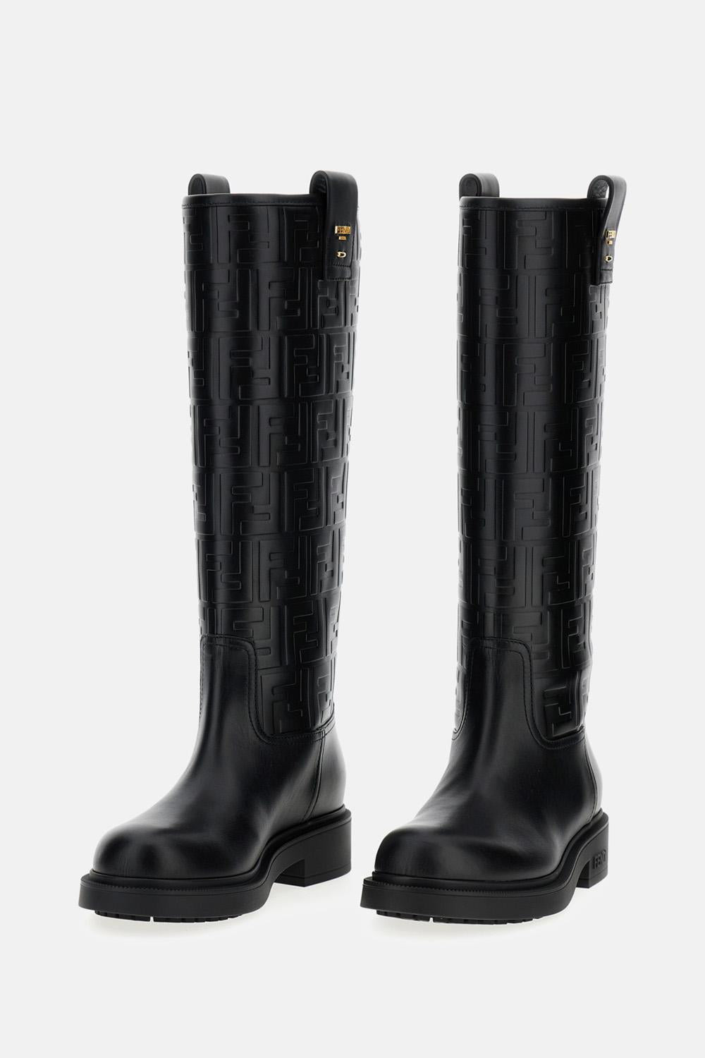 STIVALI FENDI FILO IN PELLE NERA - 2