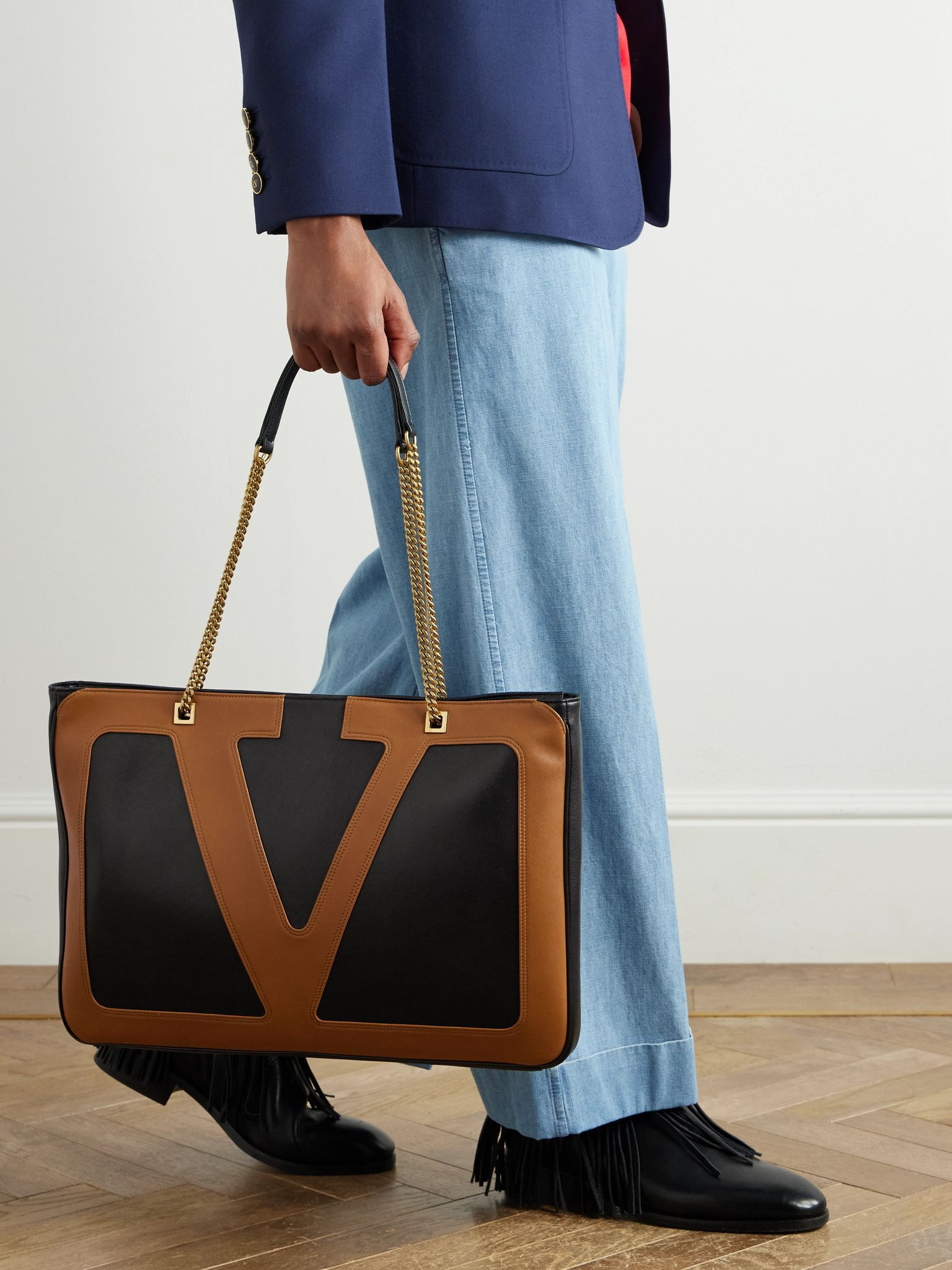 Viva Superstar Two-Tone Leather Tote Bag Black - 2