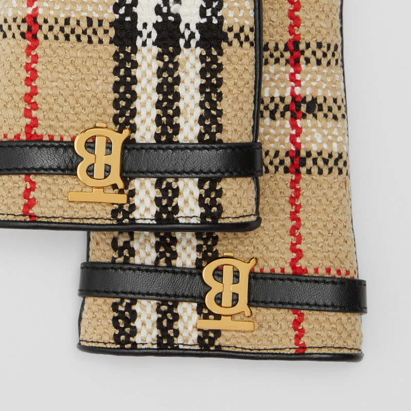 Burberry Vintage Check Bouclé and Leather Gloves outlook