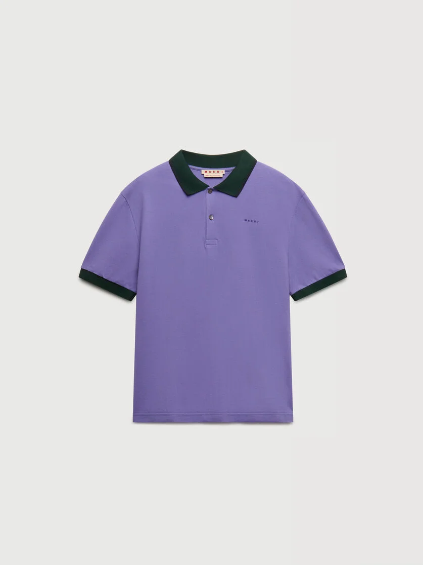 PURPLE PIQUÉ POLO SHIRT WITH CONTRAST TRIMS - 1