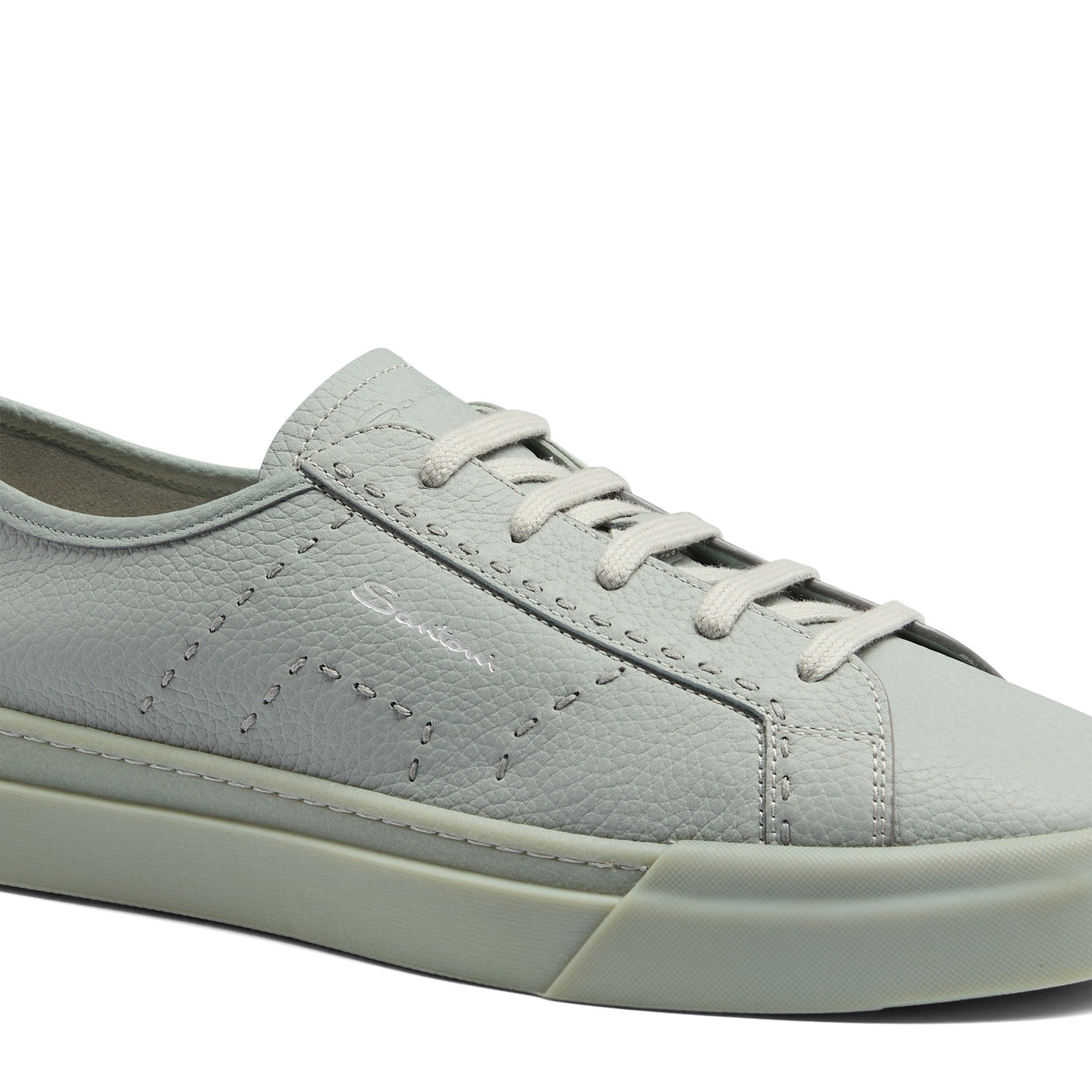 Men's light blue tumbled leather Double Buckle Sneaker - 6