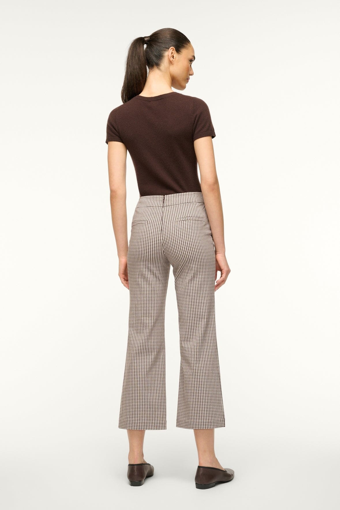 STAUD KNACK PANT DARK CHOCOLATE MICRO CHECK - 5