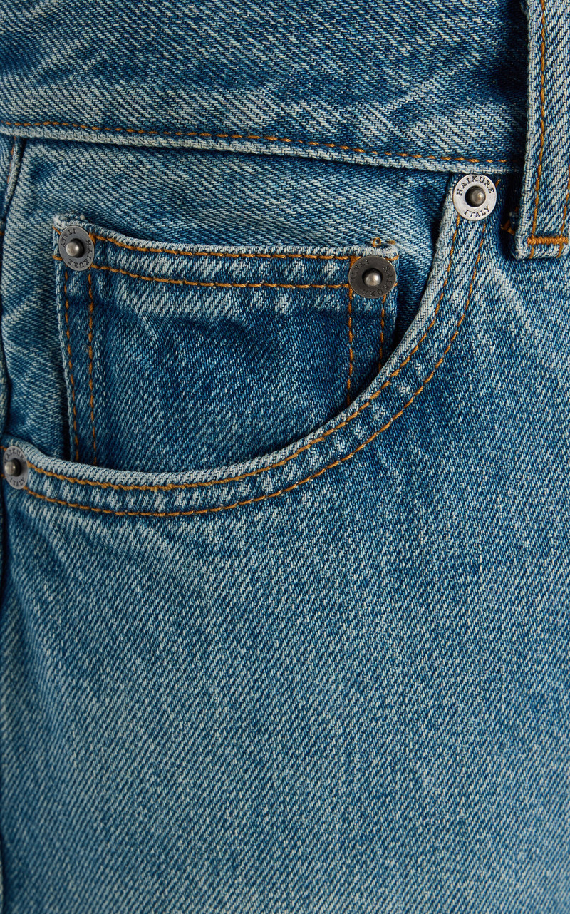 Korea Rigid Mid-Rise Flared-Leg Jeans light wash 5