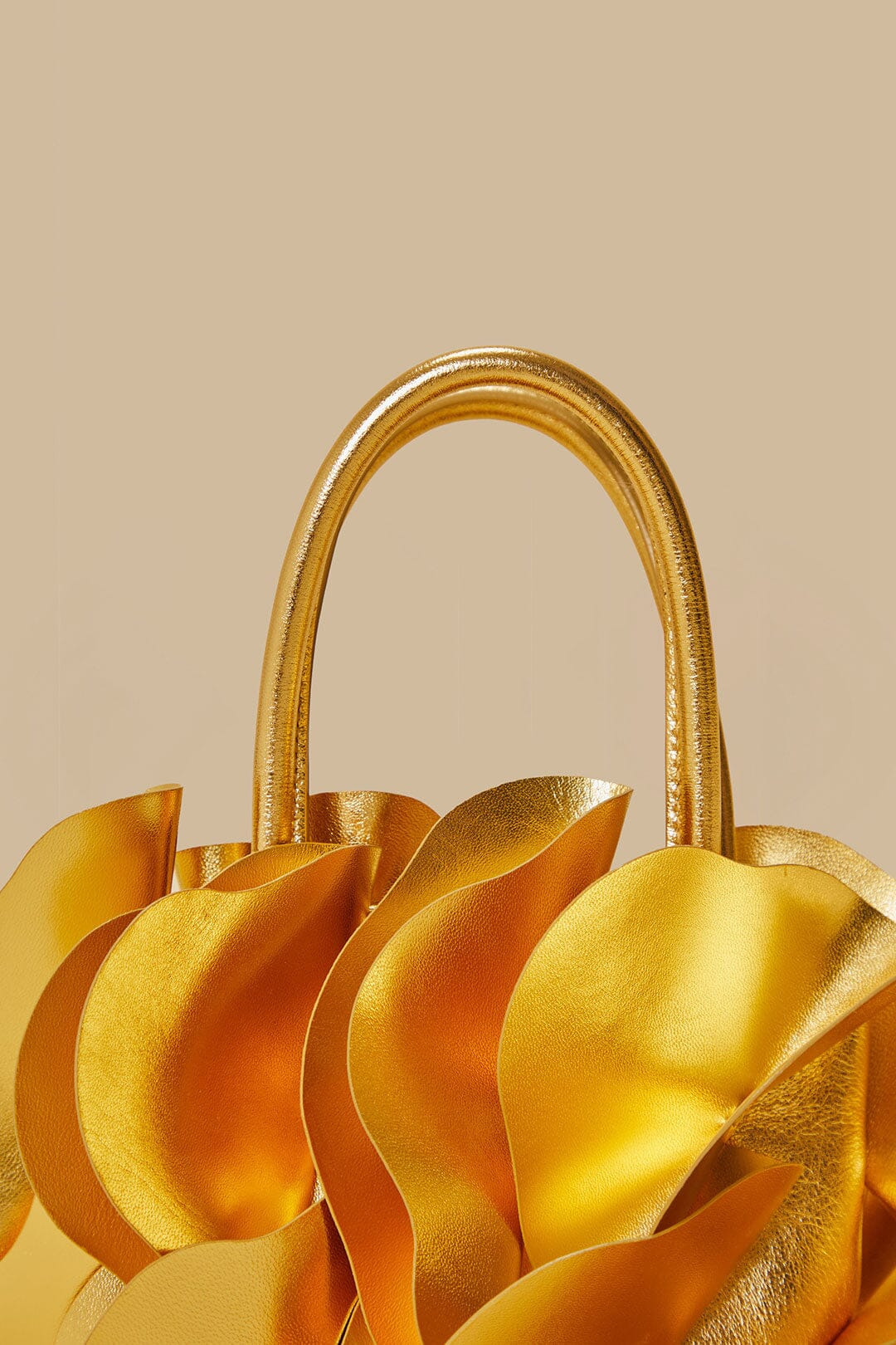 Gold Leather Flower Bag - 7