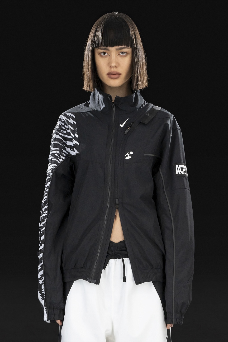 GGG-J2-011 Nike® Acronym® Track Jacket Woven Black/Black/White/Black - 1