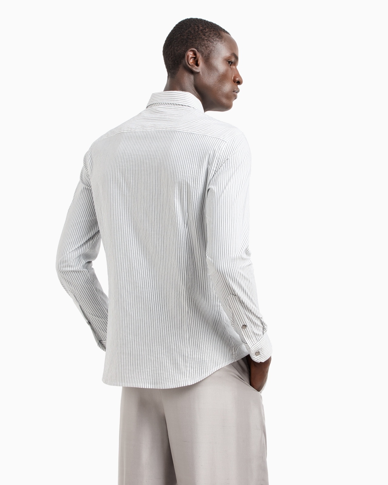 SLIM-FIT STRIPED COTTON BLEND SHIRT WITH ZIP - 3