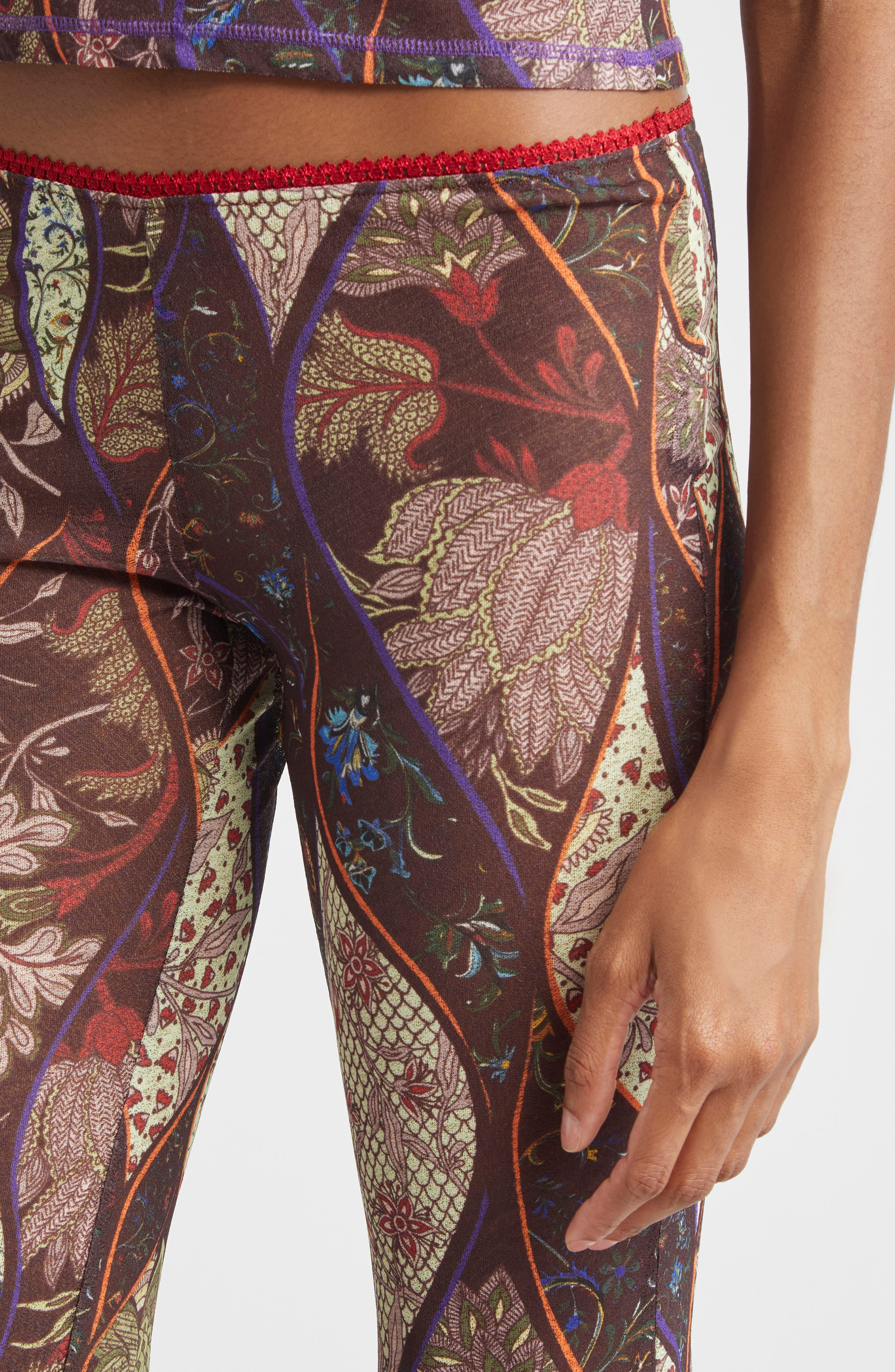 Siedrés Flo Floral Paisley Mesh Flare Pants in Brown Multi at Nordstrom - 5