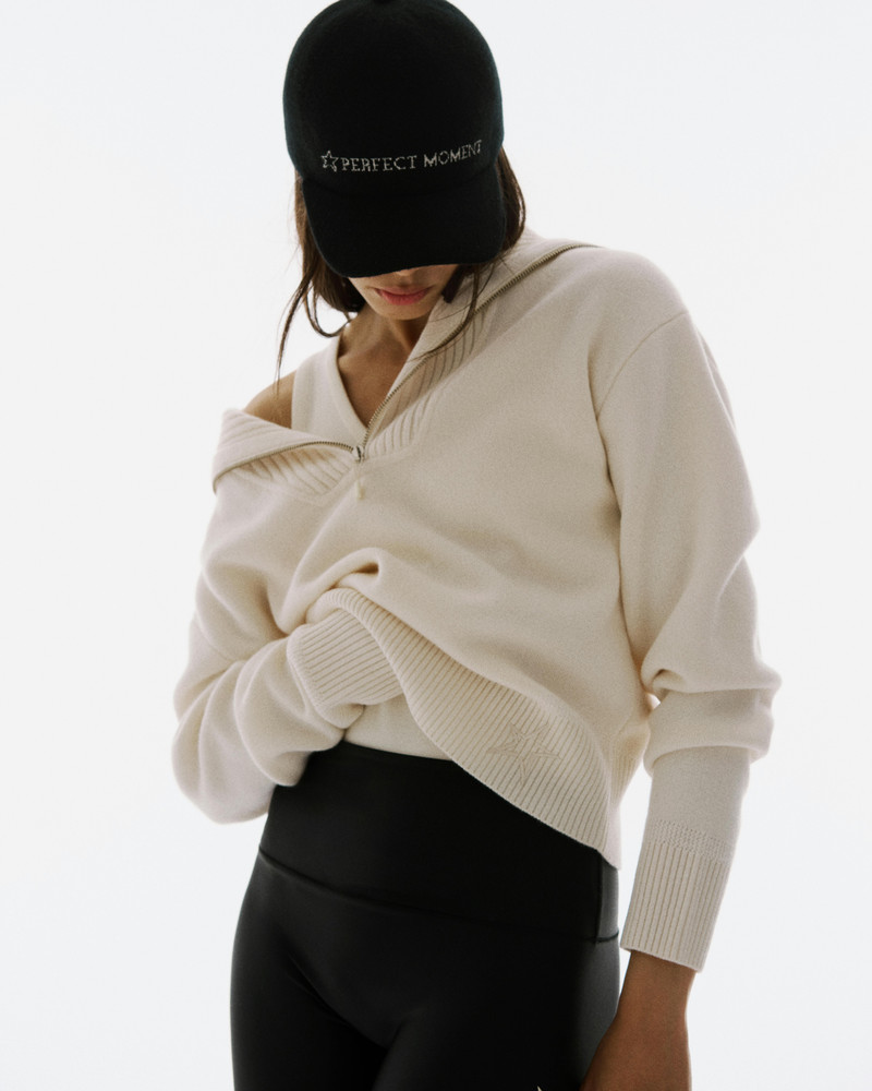 PERFECT MOMENT Half Zip Wool & Cashmere Top outlook