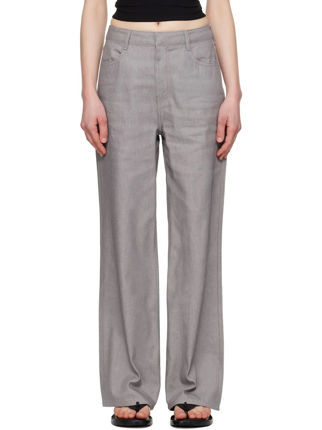 Gray Four-Pocket Jeans - 1